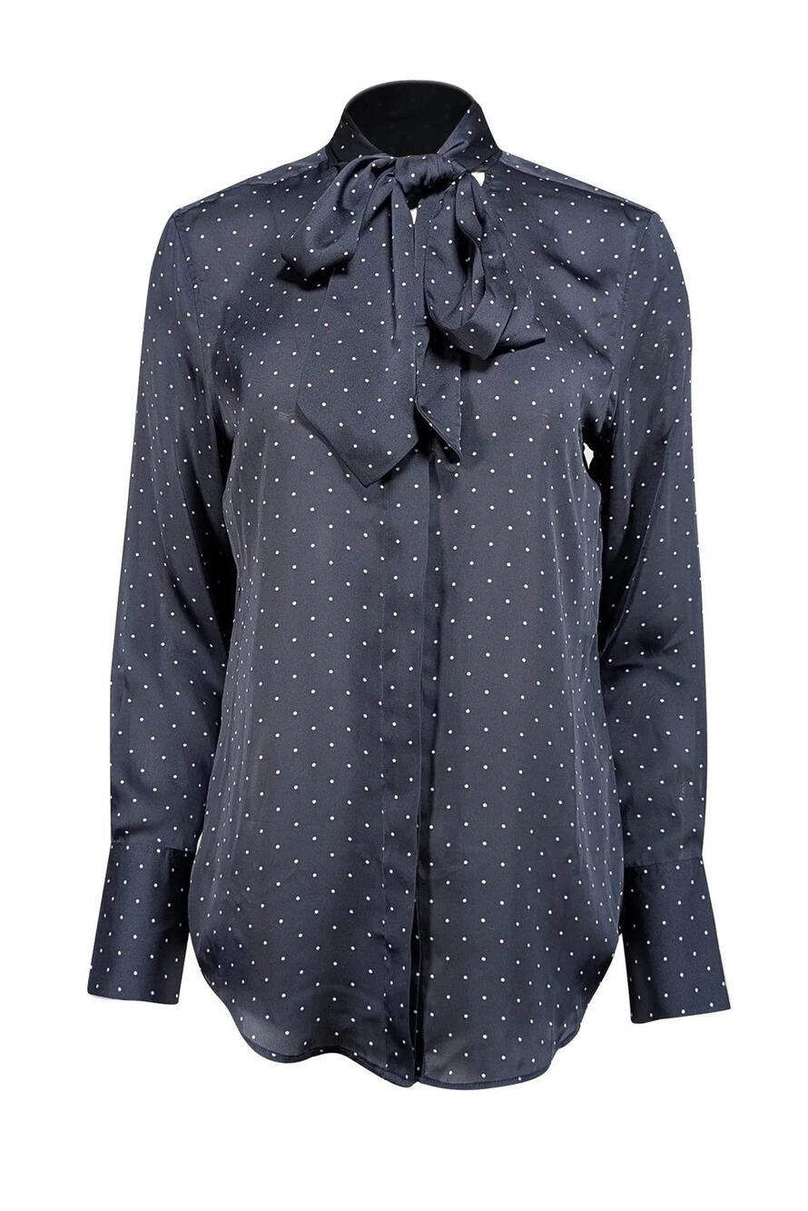 Equipment Luis Polka Dot Necktie Long Sleeves Blouse - M